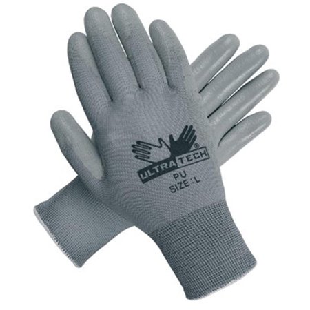 MCR SAFETY Ultra Tech Gray Pu Palmnylon 13 Guage 127-9696M